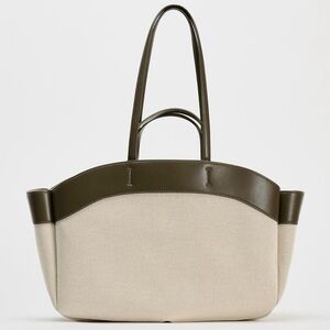 Zara Olive and Cream Tote Bag